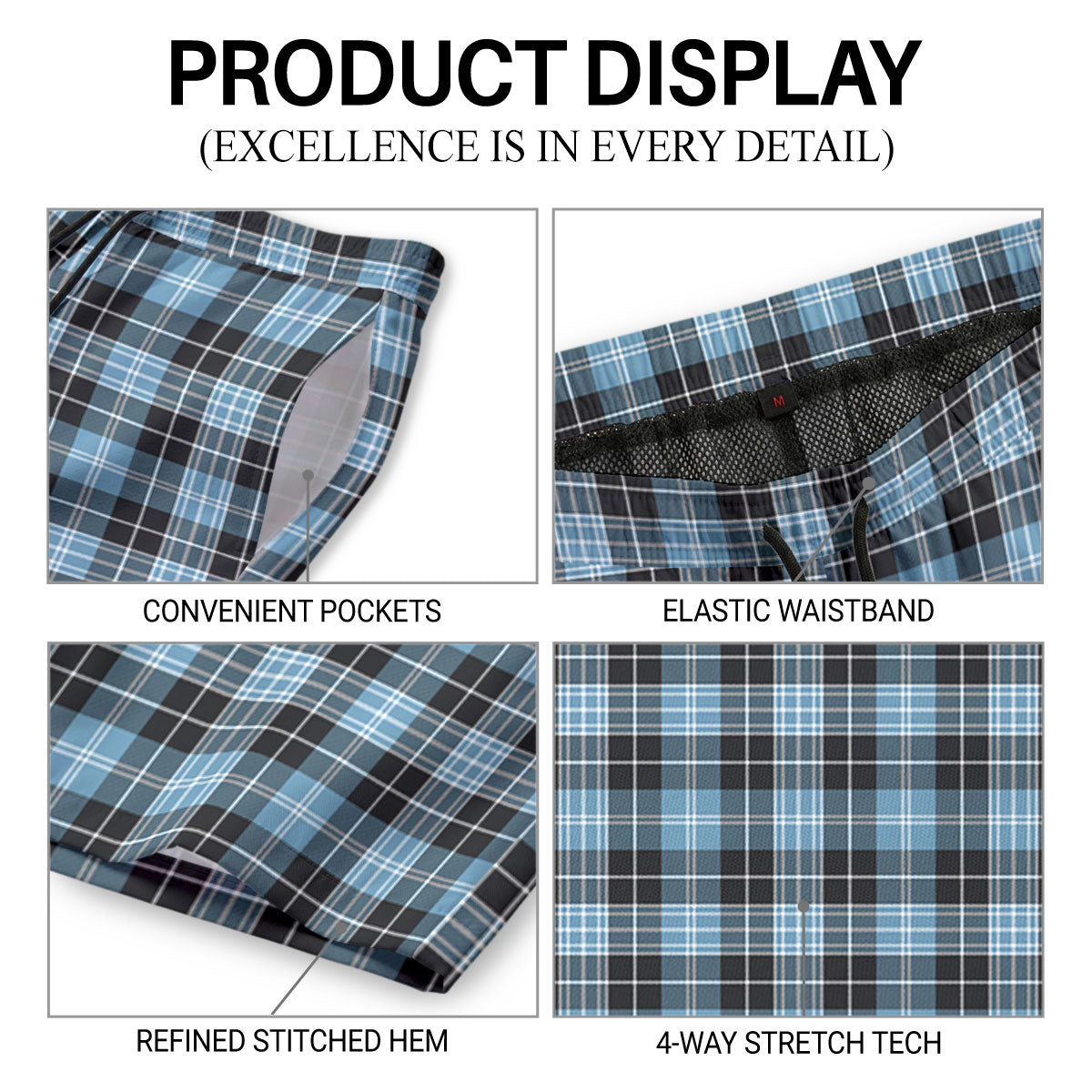 Clark Ancient Tartan Crest Men's Beach Shorts