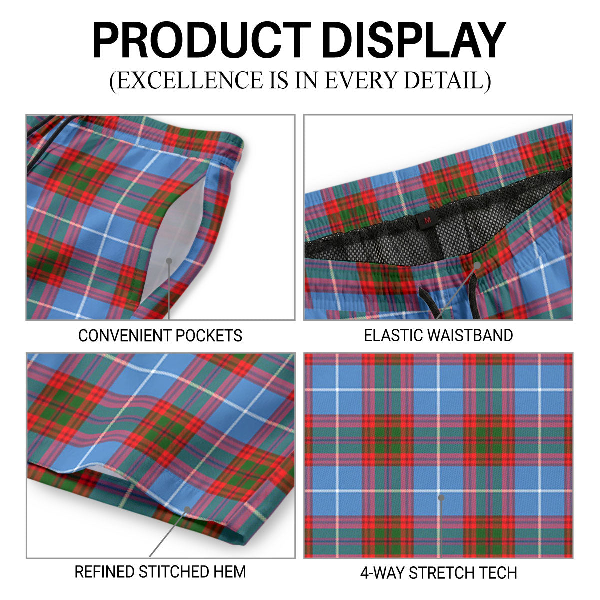 Crichton Tartan Crest Men's Beach Shorts