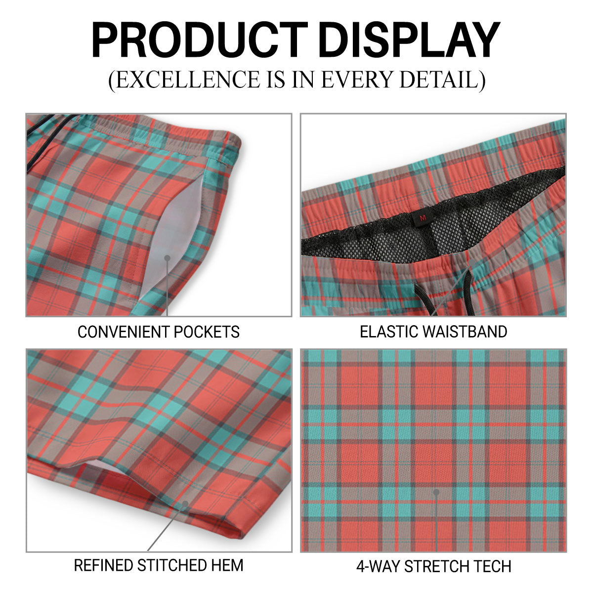 Dunbar Ancient Tartan Crest Men's Beach Shorts