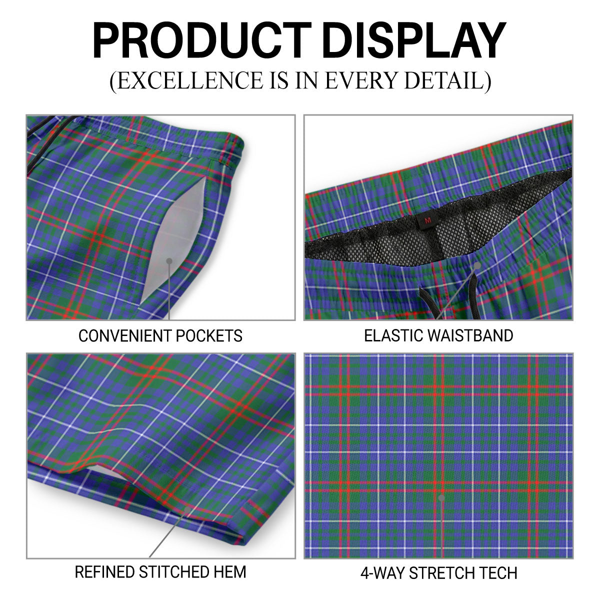 Edmonstone Tartan Crest Men's Beach Shorts