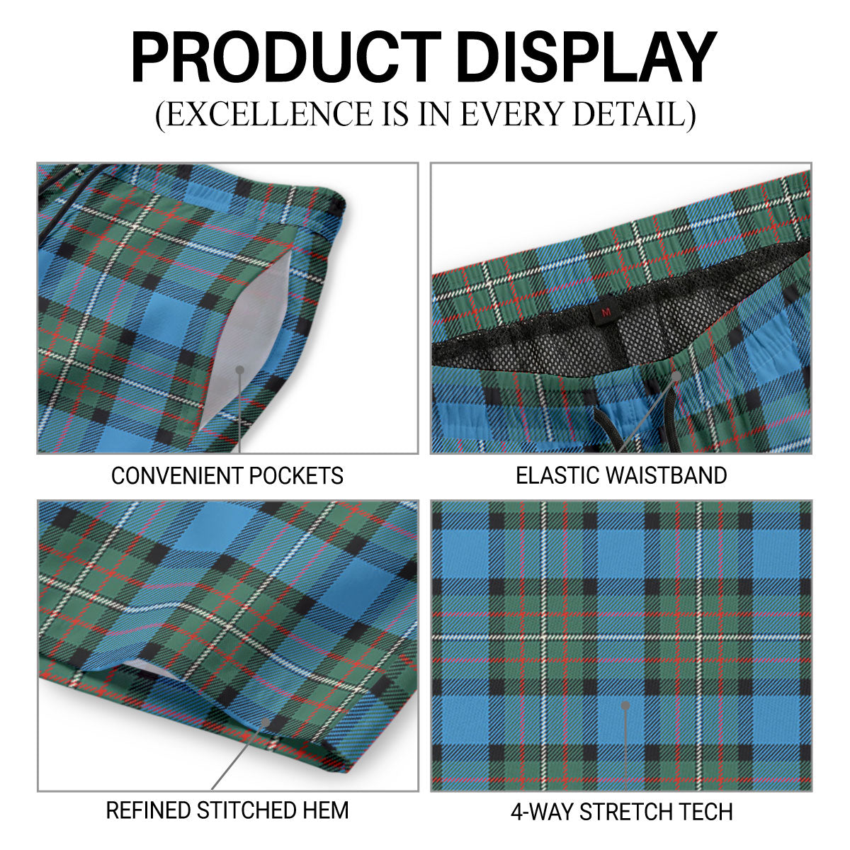 Fergusson Ancient Tartan Crest Men's Beach Shorts