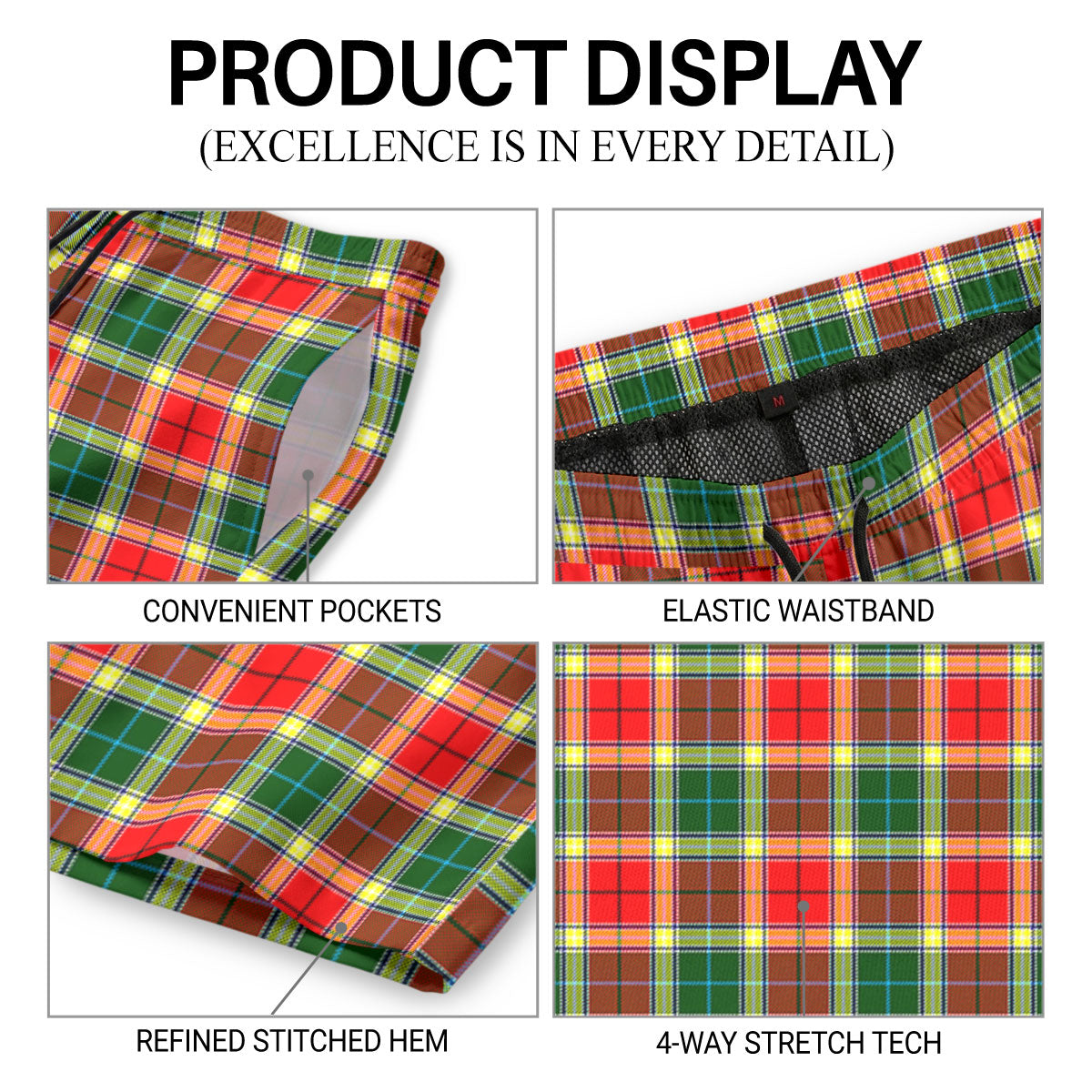 Gibson Tartan Crest Men's Beach Shorts