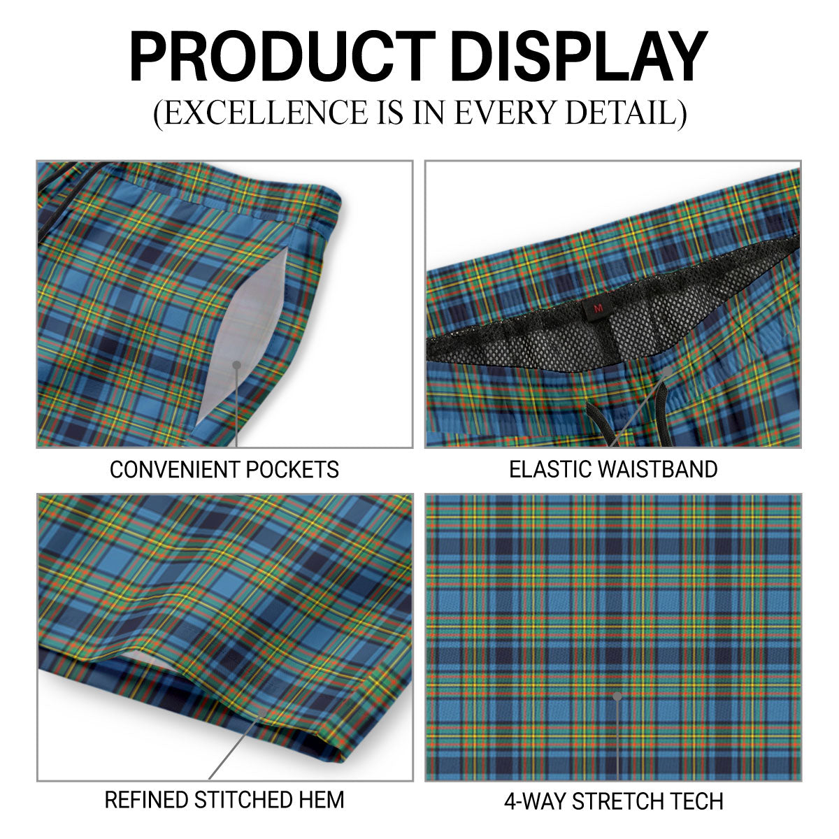 Gillies Ancient Tartan Crest Men's Beach Shorts
