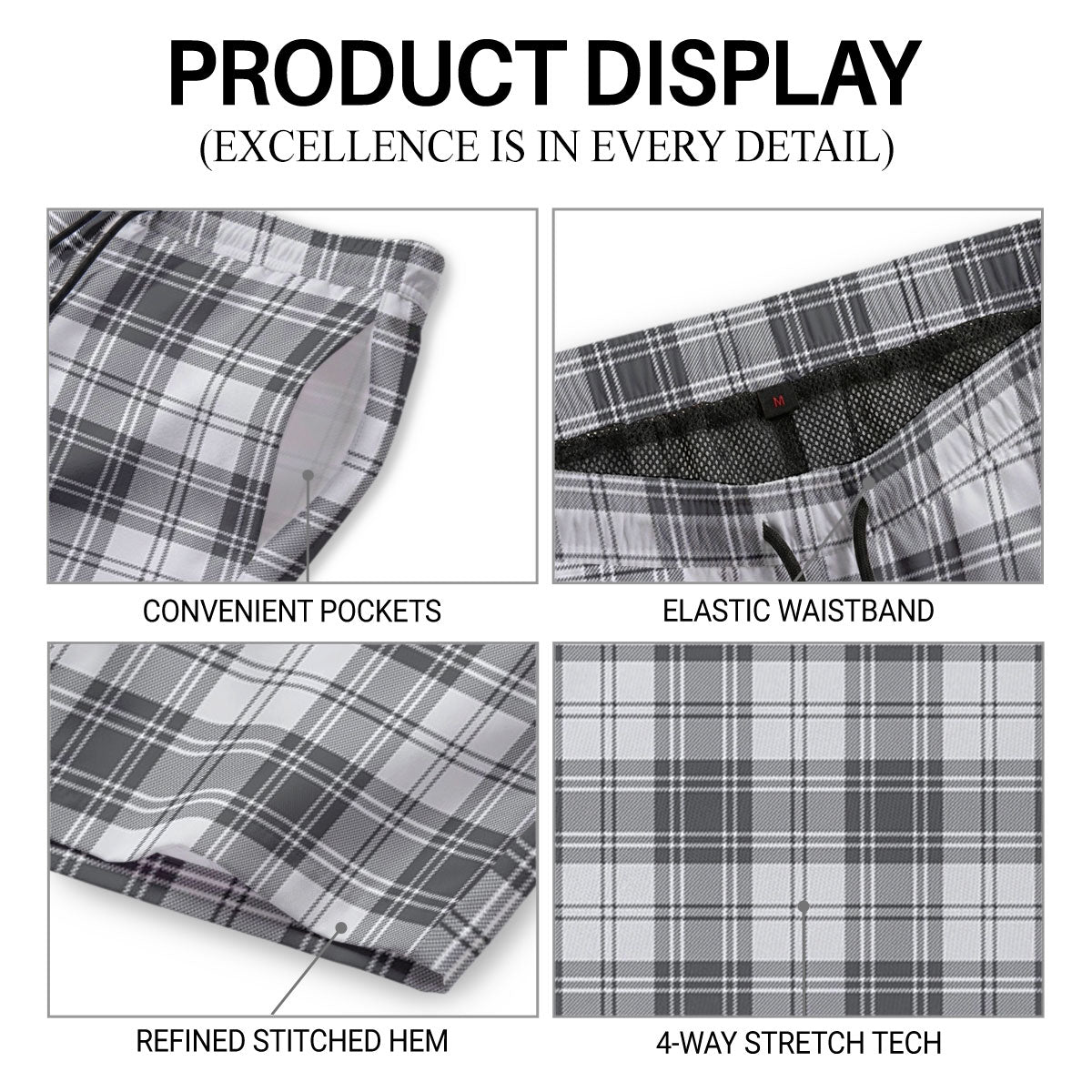 Glendinning Tartan Crest Men's Beach Shorts