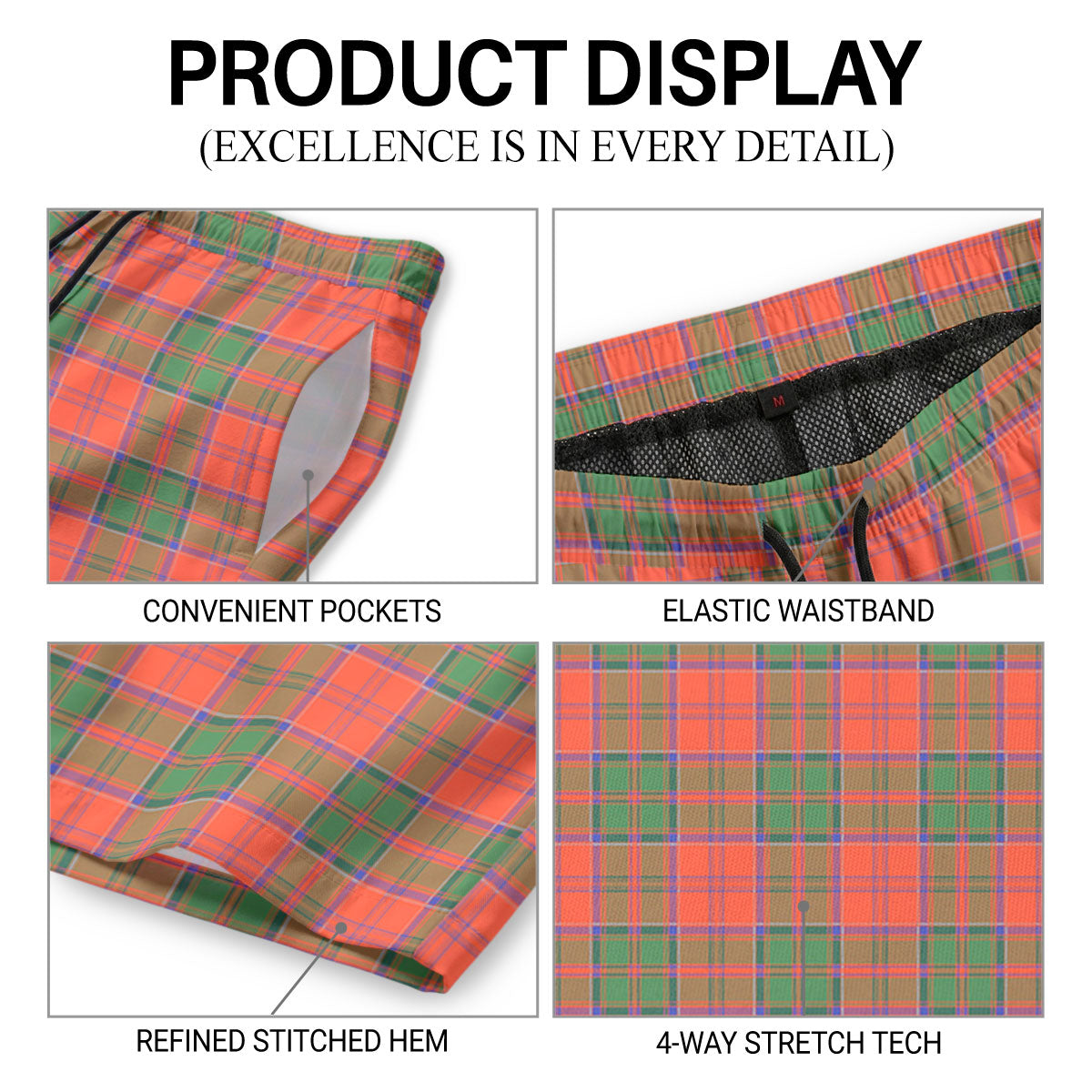 Grant Ancient Tartan Crest Men's Beach Shorts