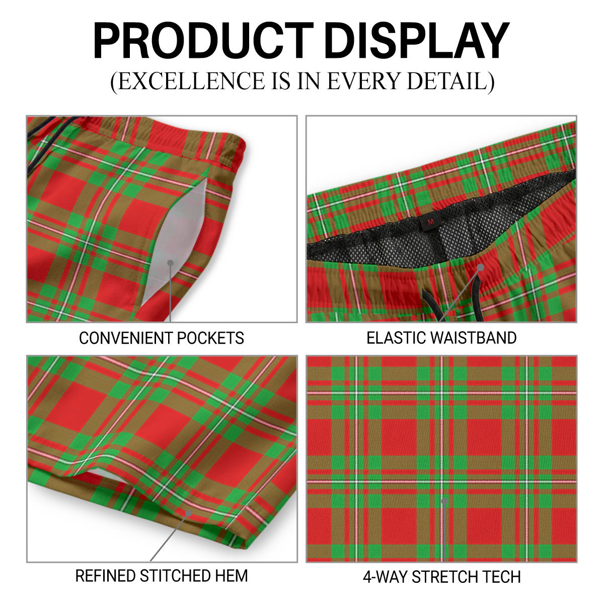 Grierson Tartan Crest Men's Beach Shorts