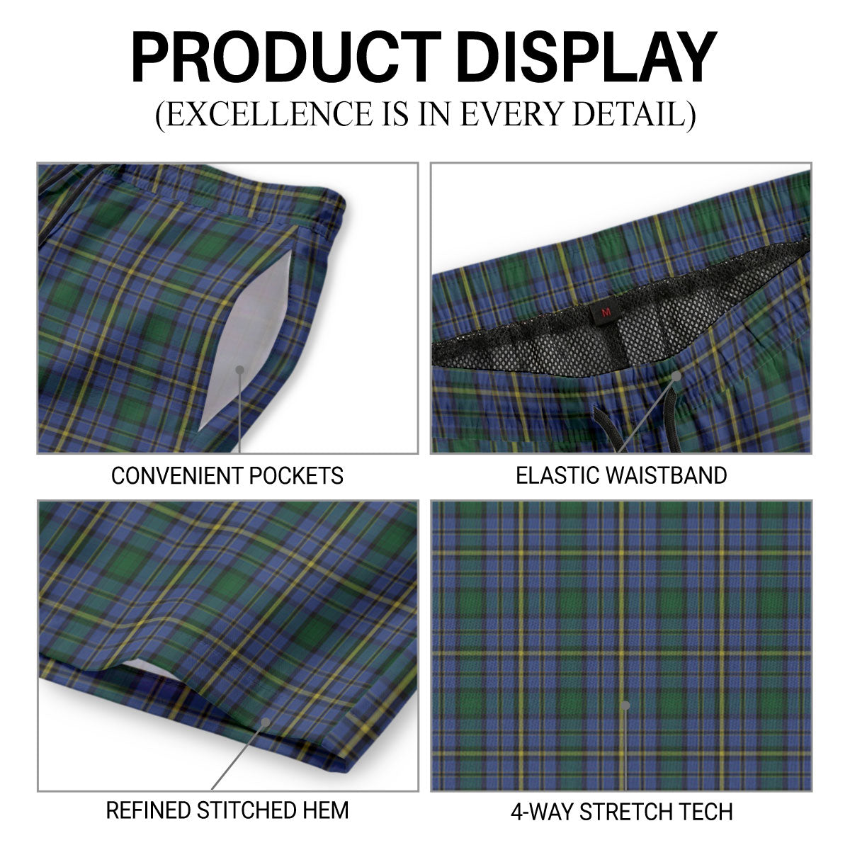Hope Tartan Crest Men's Beach Shorts