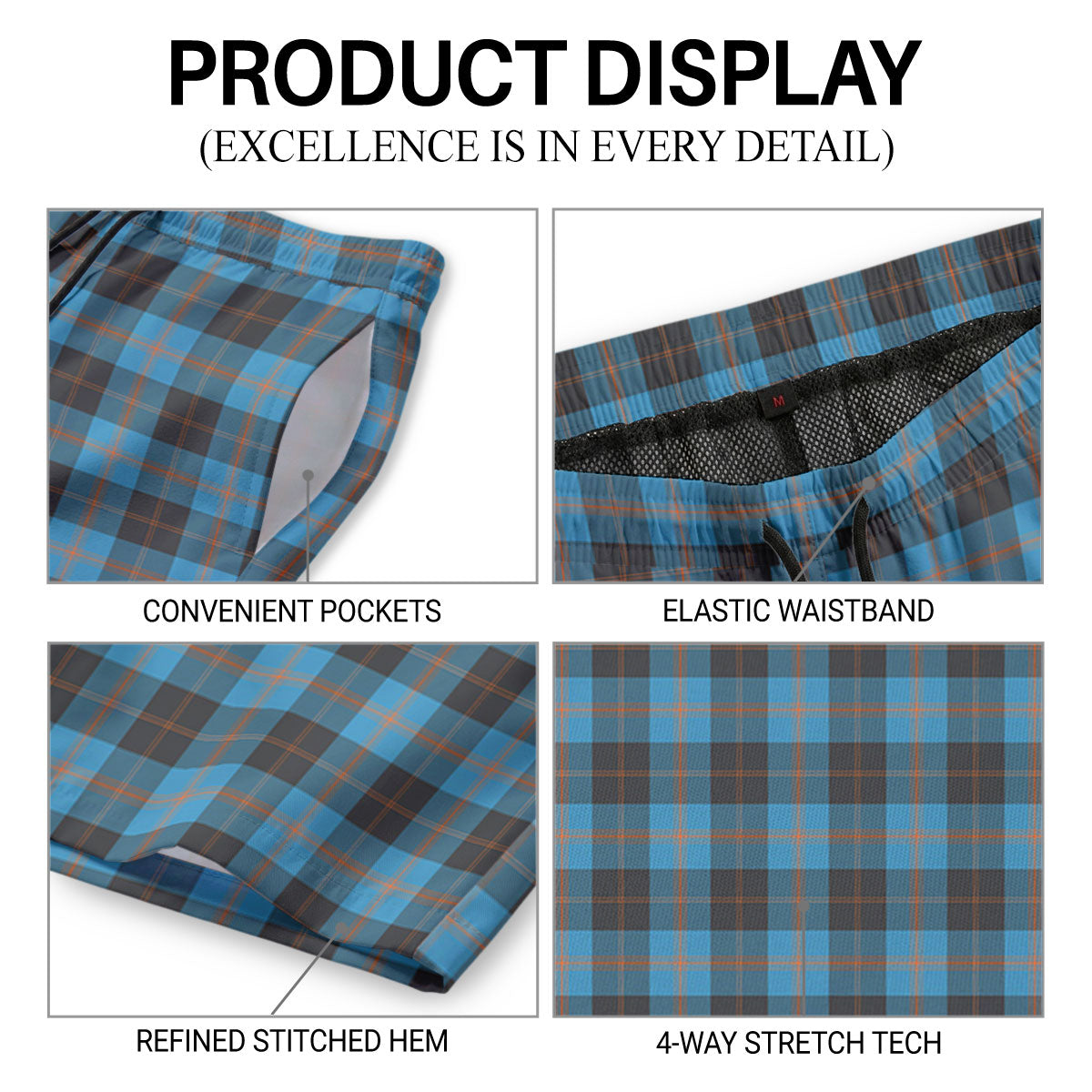 Horsburgh Tartan Crest Men's Beach Shorts
