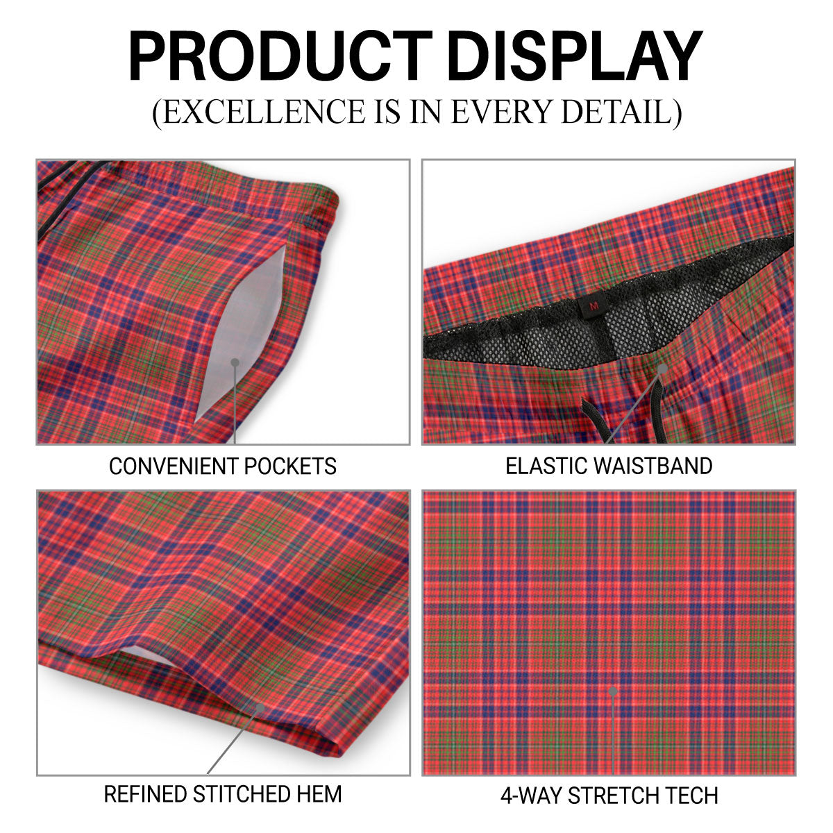 Lumsden Modern Tartan Crest Men's Beach Shorts