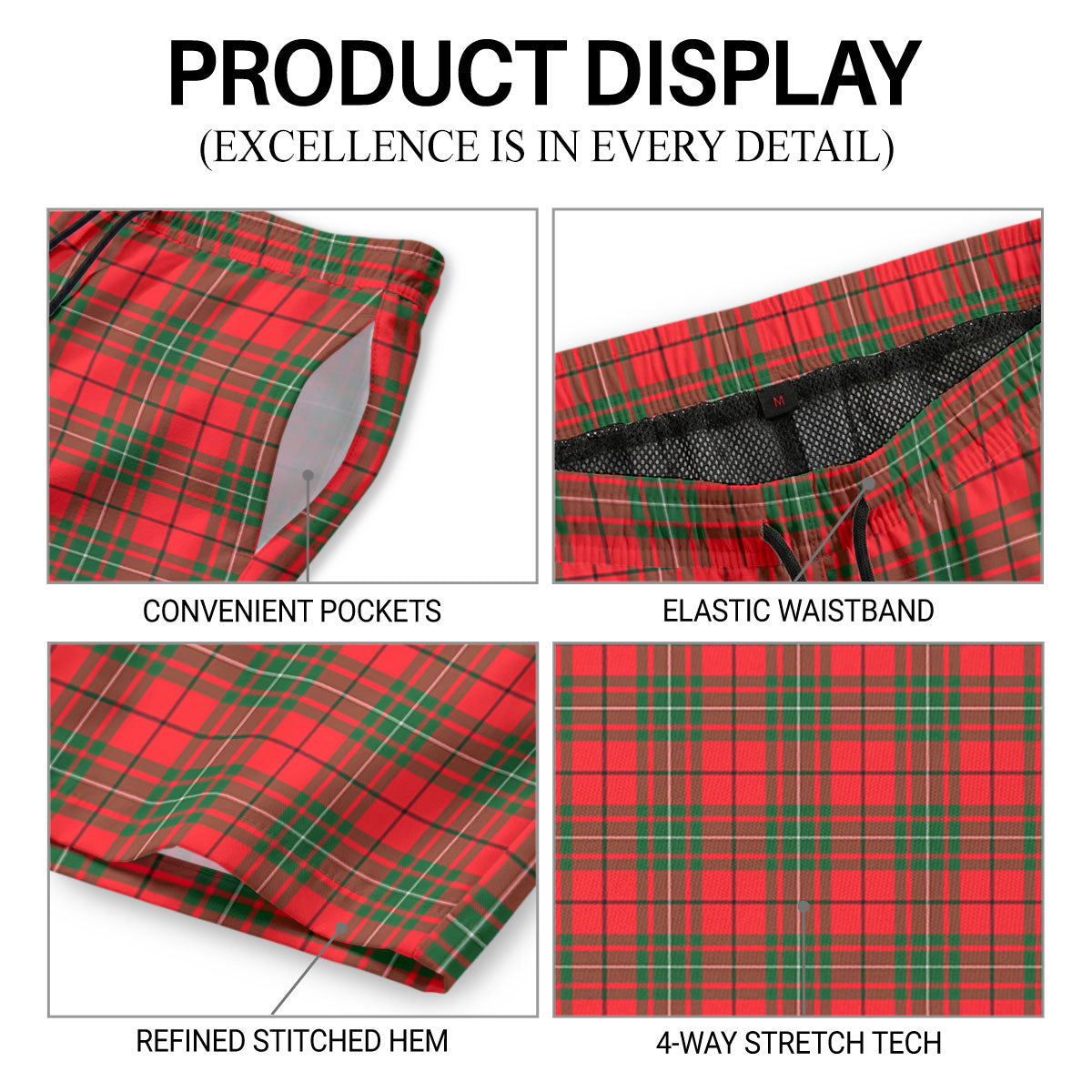MacAuley Modern Tartan Crest Men's Beach Shorts