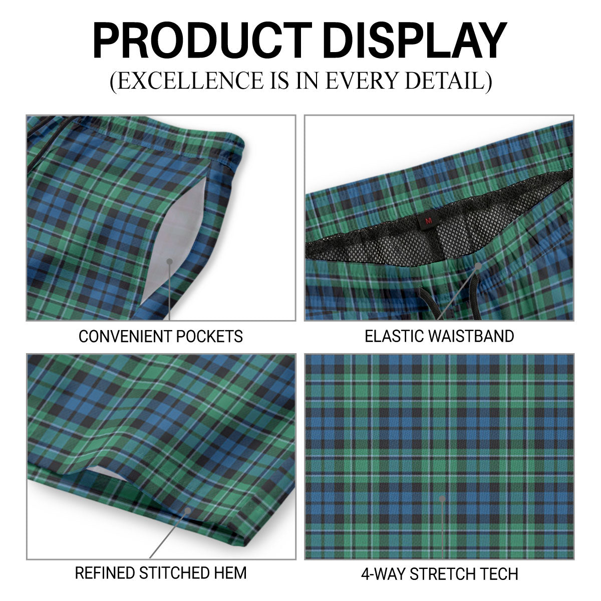 MacCallum Ancient Tartan Crest Men's Beach Shorts
