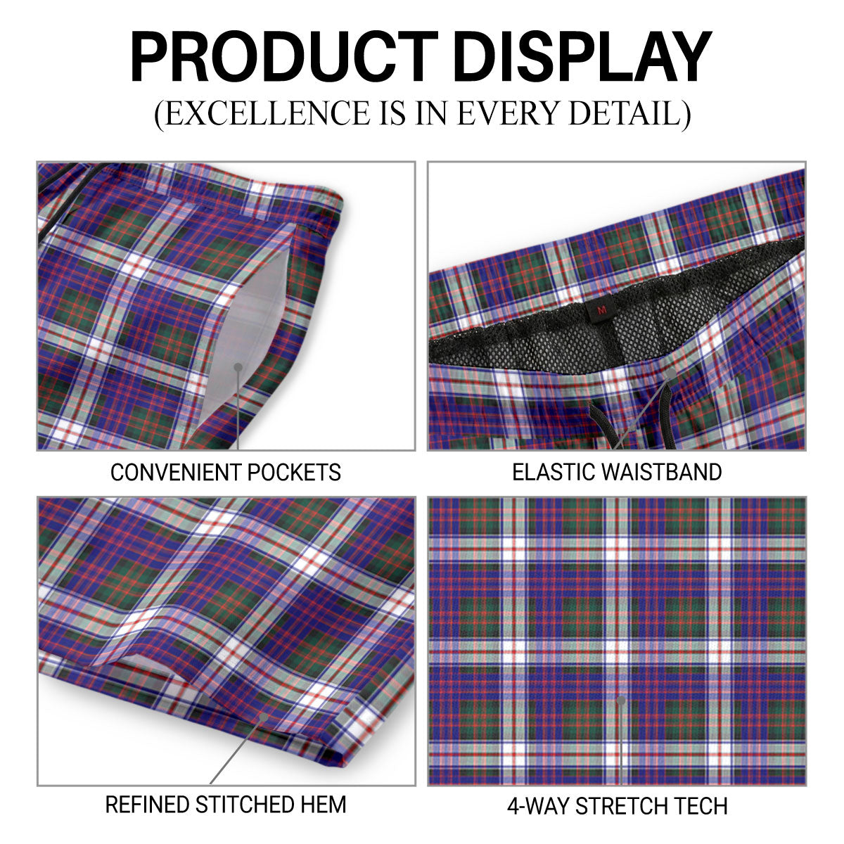 MacDonald Dress Modern Tartan Crest Men's Beach Shorts