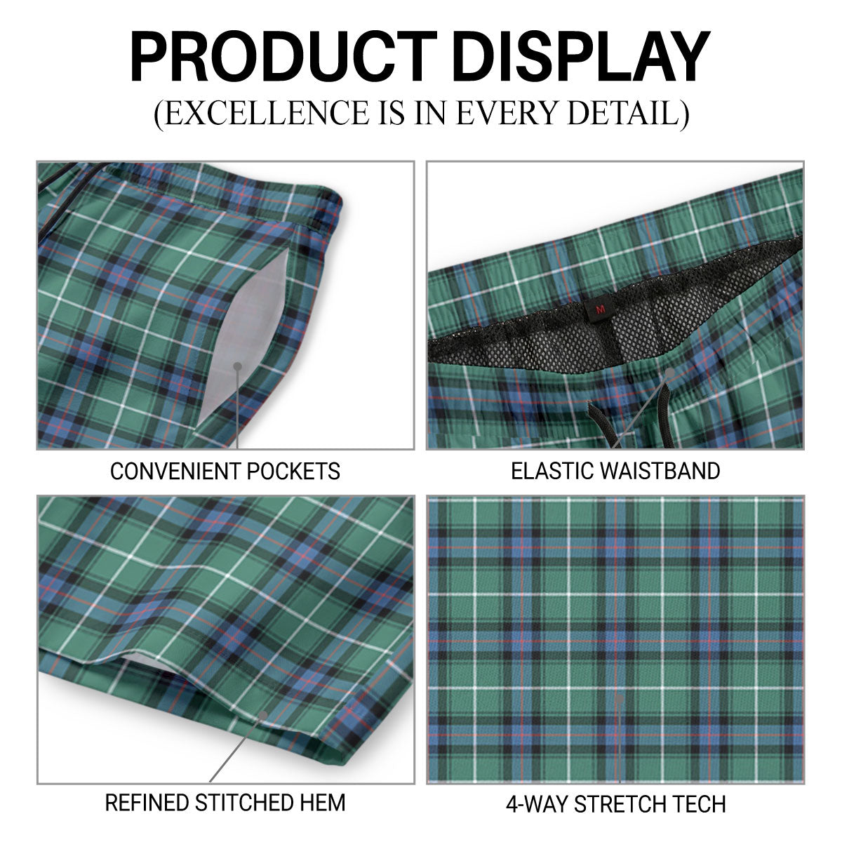 MacDonald of the Isles Hunting Ancient Tartan Crest Men's Beach Shorts