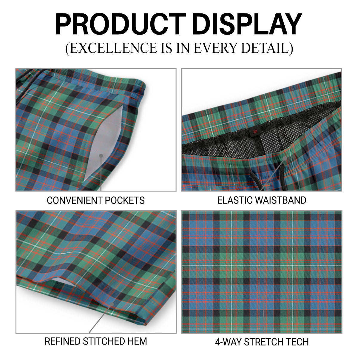MacDonnell of Glengarry Ancient Tartan Crest Men's Beach Shorts