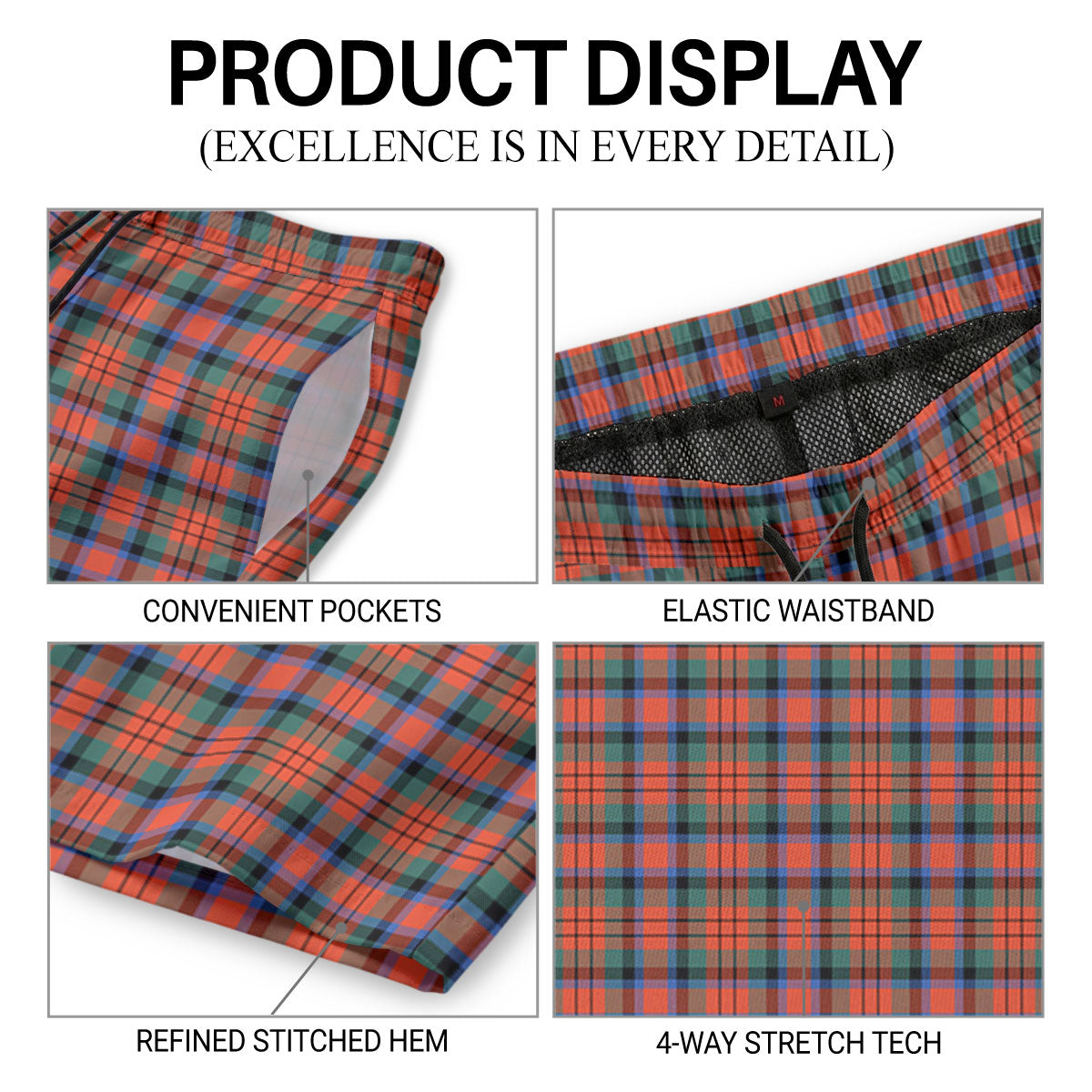 MacDuff Ancient Tartan Crest Men's Beach Shorts