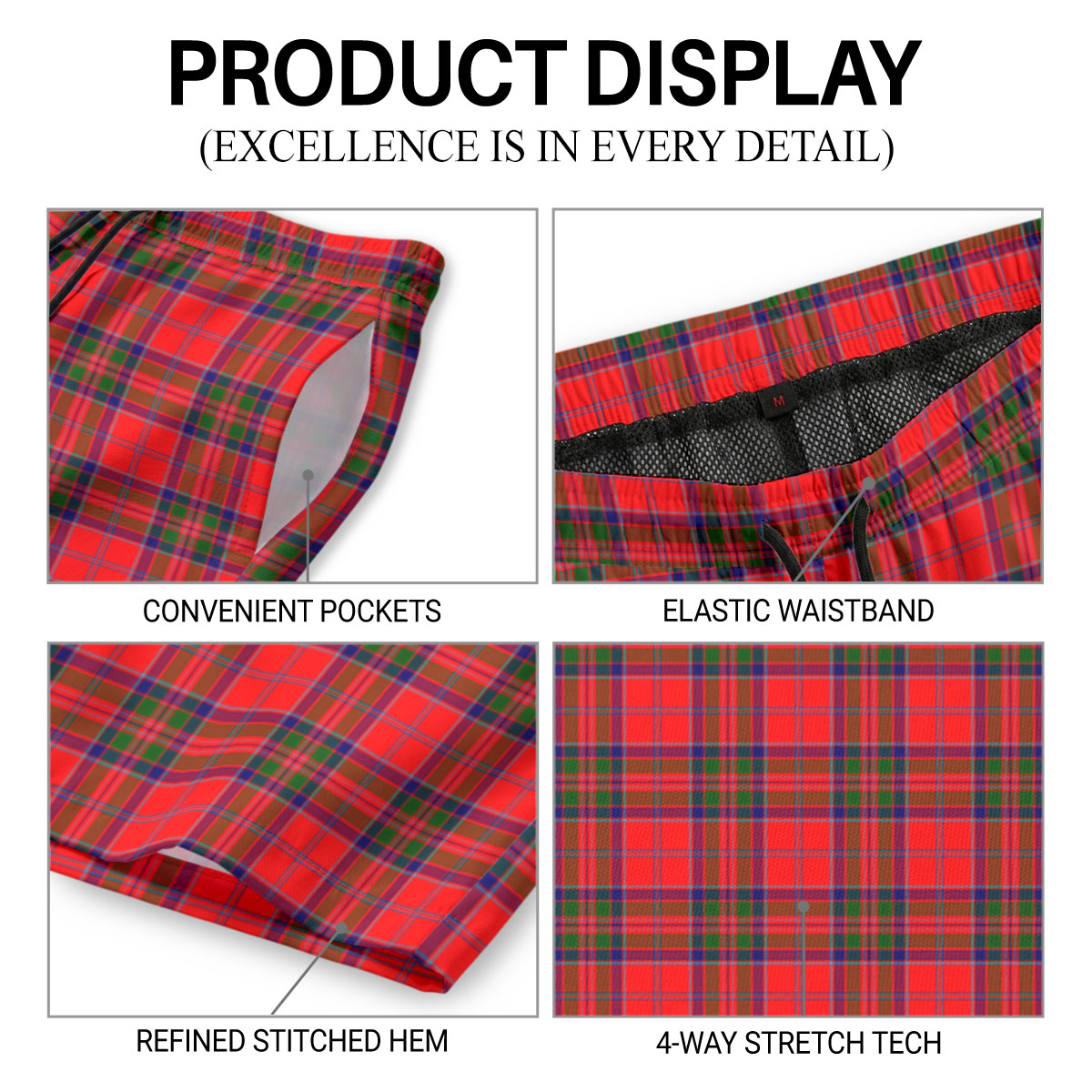 MacGillivray Modern Tartan Crest Men's Beach Shorts