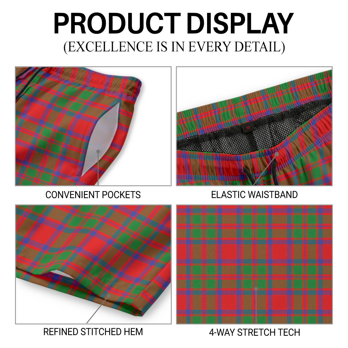 MacIntosh Modern Tartan Crest Men's Beach Shorts