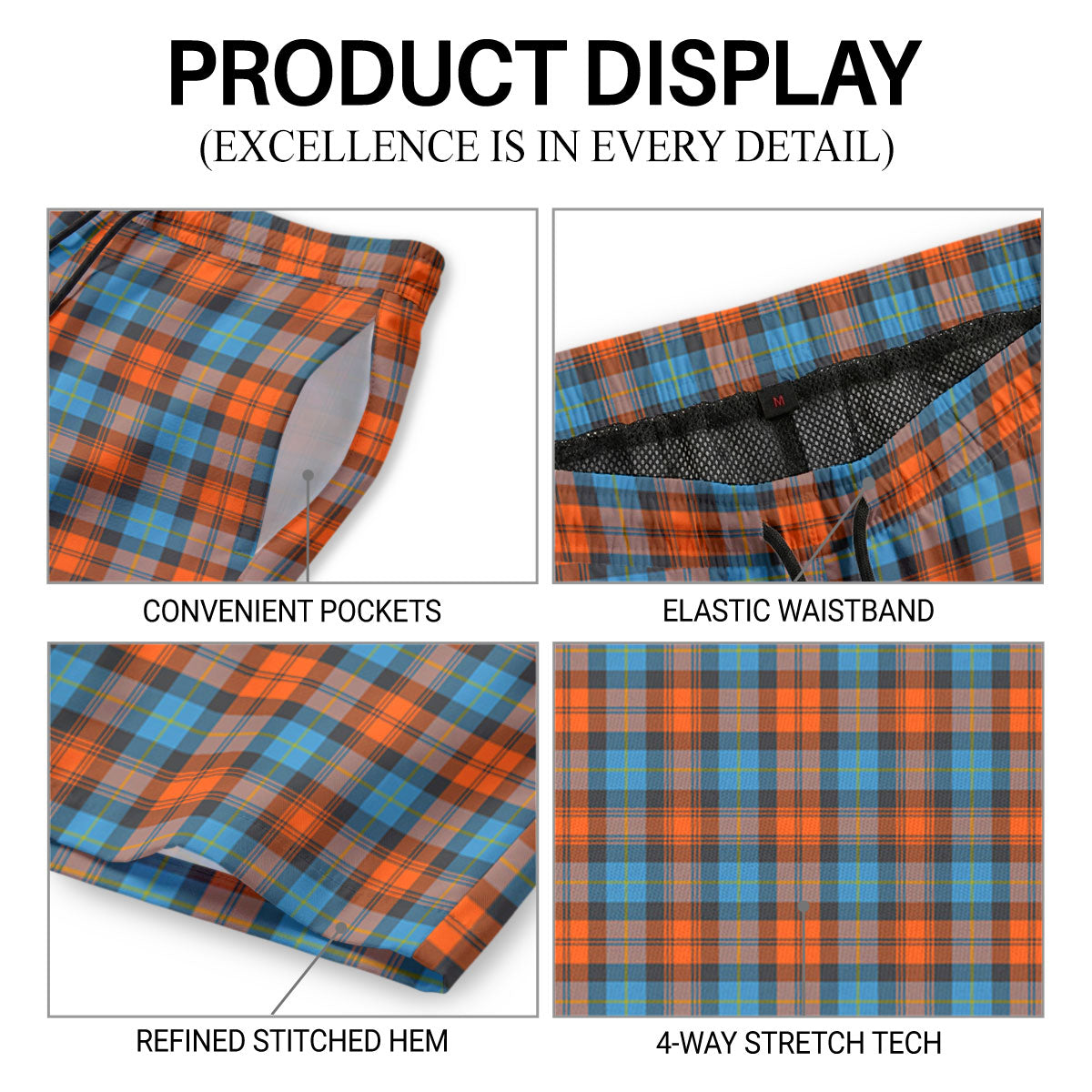 MacLachlan Ancient Tartan Crest Men's Beach Shorts
