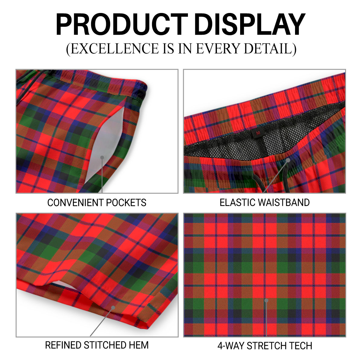 MacNaughten Tartan Crest Men's Beach Shorts