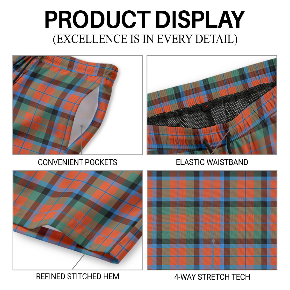 MacNaughton Ancient Tartan Crest Men's Beach Shorts