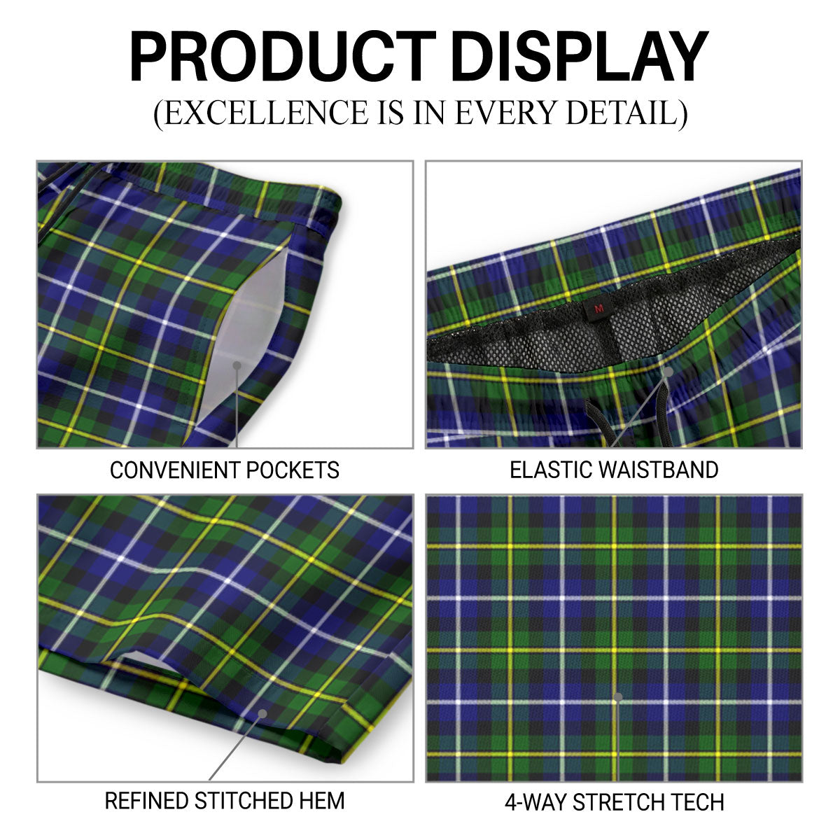 MacNeil of Barra Modern Tartan Crest Men's Beach Shorts