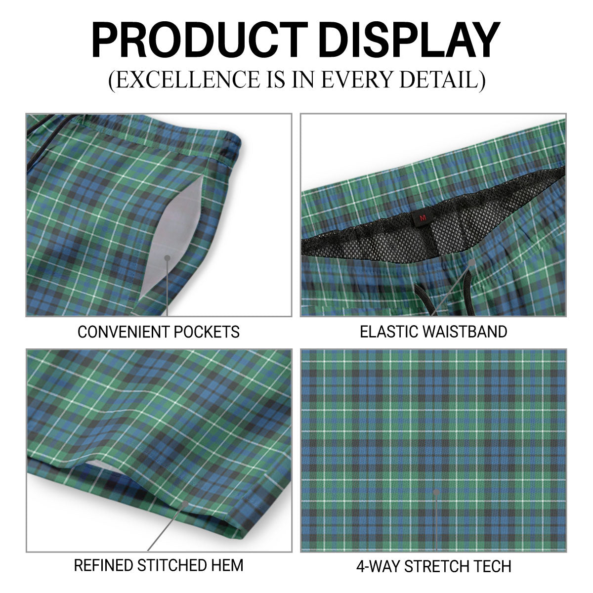 MacNeil of Colonsay Ancient Tartan Crest Men's Beach Shorts