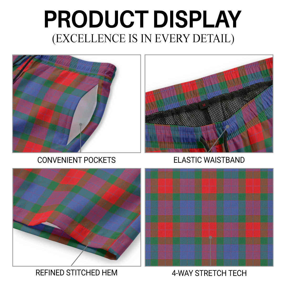 Mar Tartan Crest Men's Beach Shorts