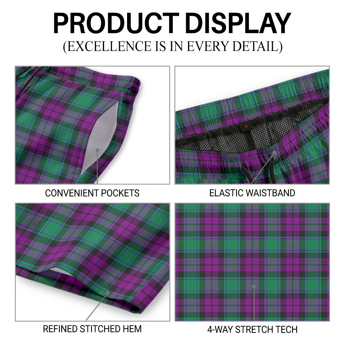 McArthur - Milton Tartan Crest Men's Beach Shorts