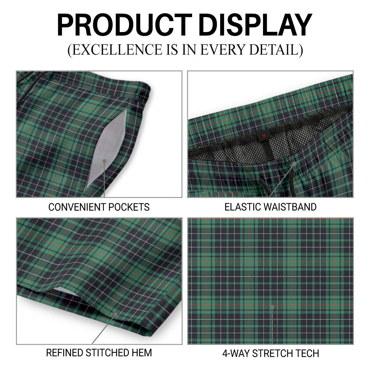 McAulay Hunting Ancient Tartan Crest Men's Beach Shorts