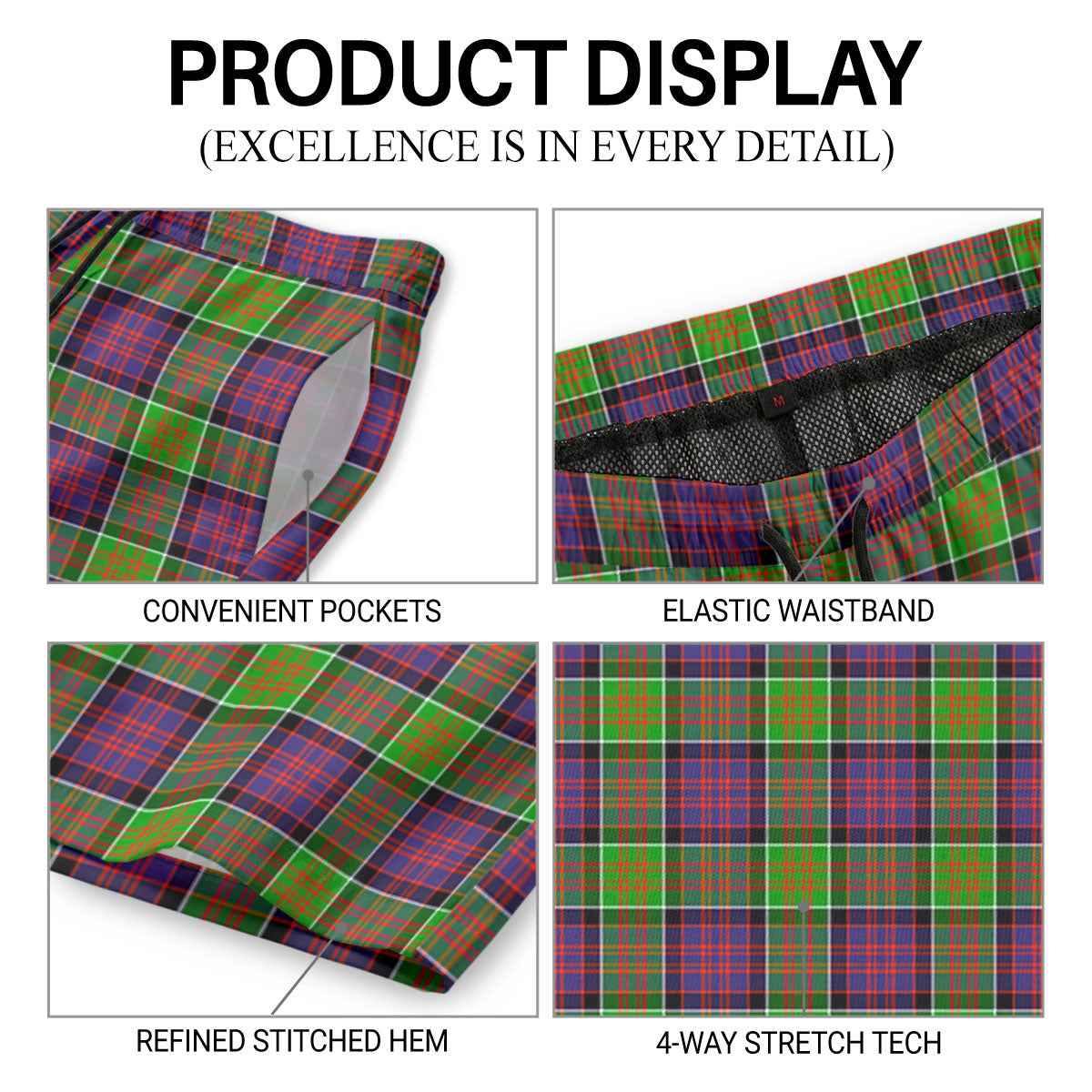 McDonald (Clan Ranald) Tartan Crest Men's Beach Shorts
