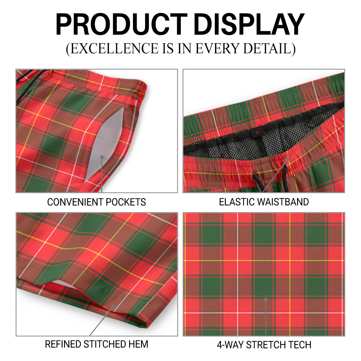 McFie Tartan Crest Men's Beach Shorts