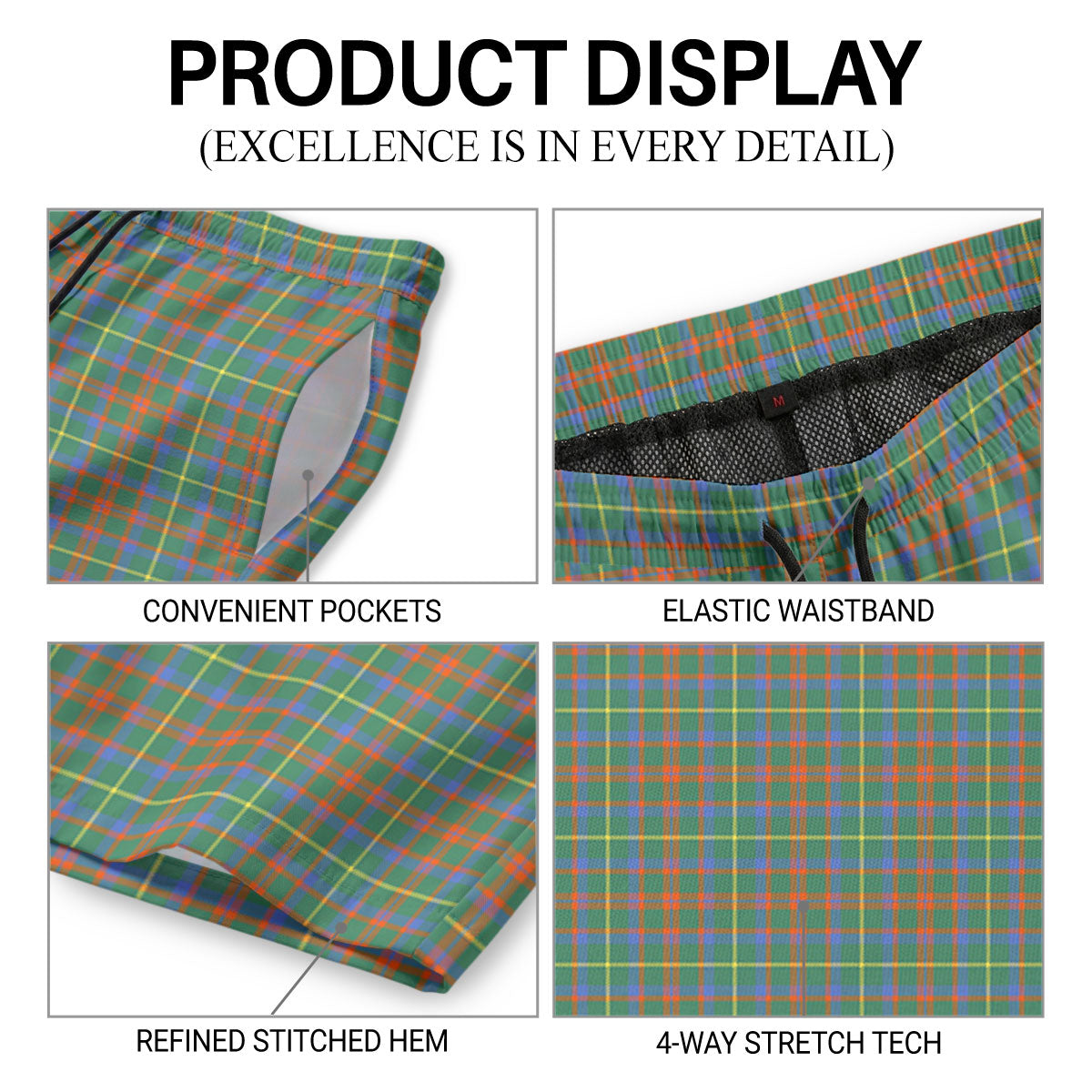 McIntosh Hunting Ancient Tartan Crest Men's Beach Shorts