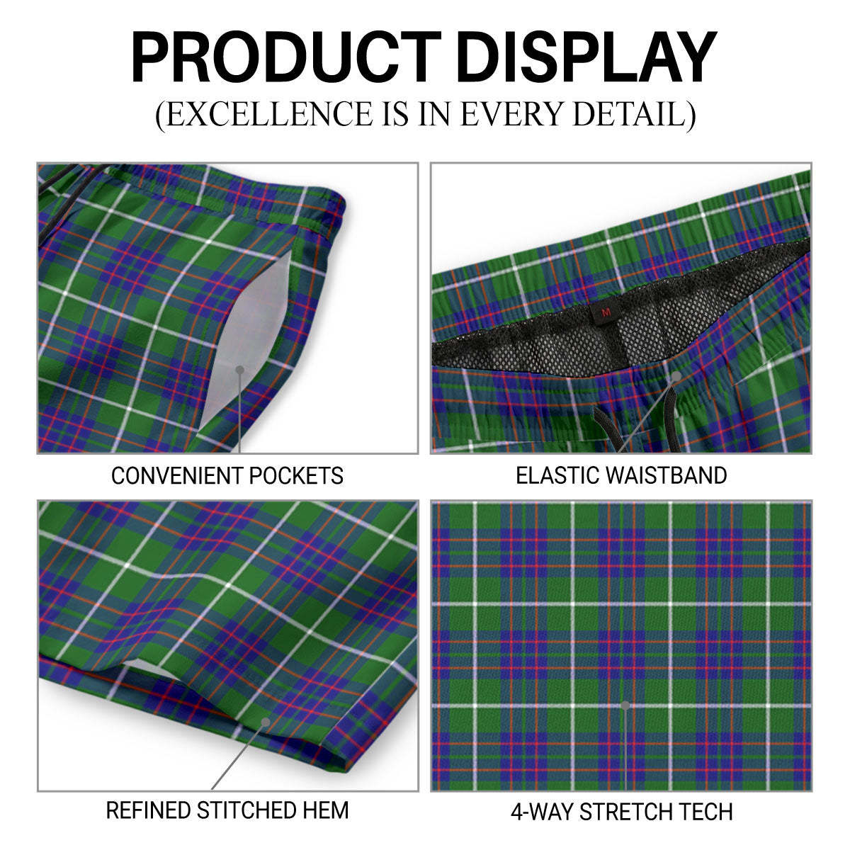 McIntyre Hunting Modern Tartan Crest Men's Beach Shorts