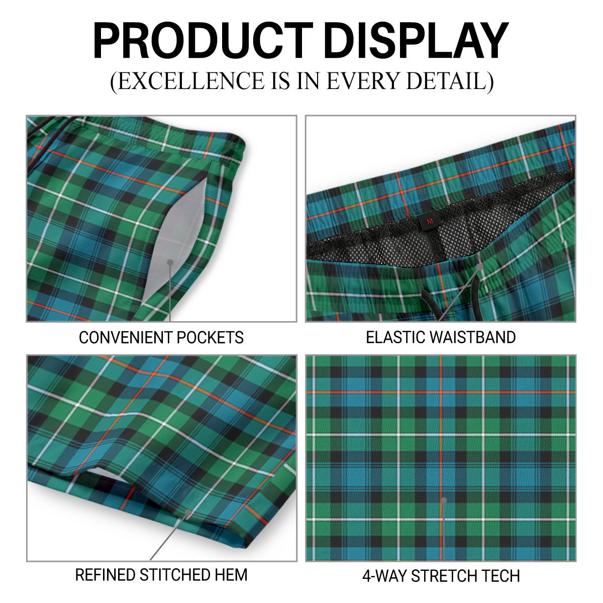 McKenzie Ancient Tartan Crest Men's Beach Shorts