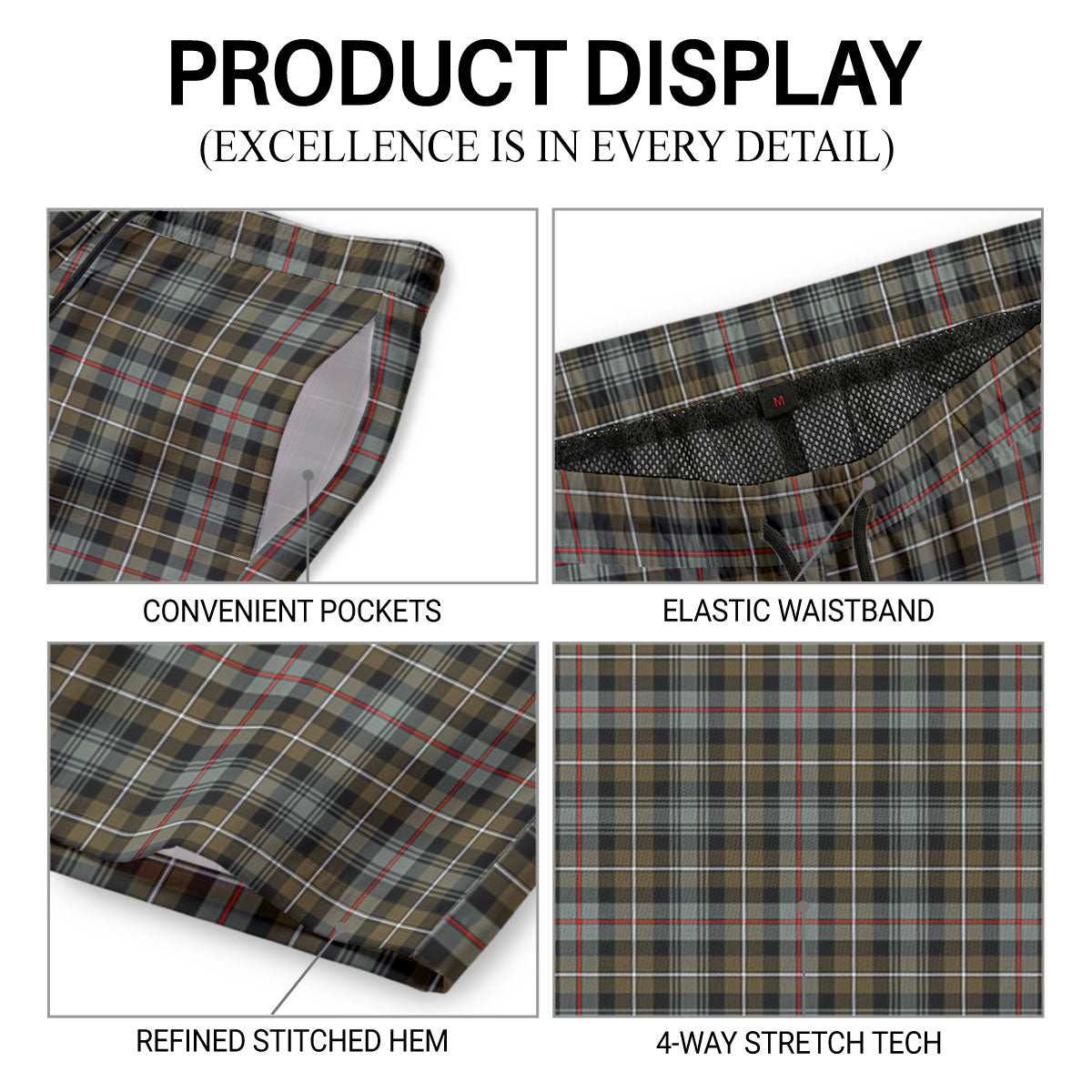 McKenzie Weathered Tartan Crest Men's Beach Shorts