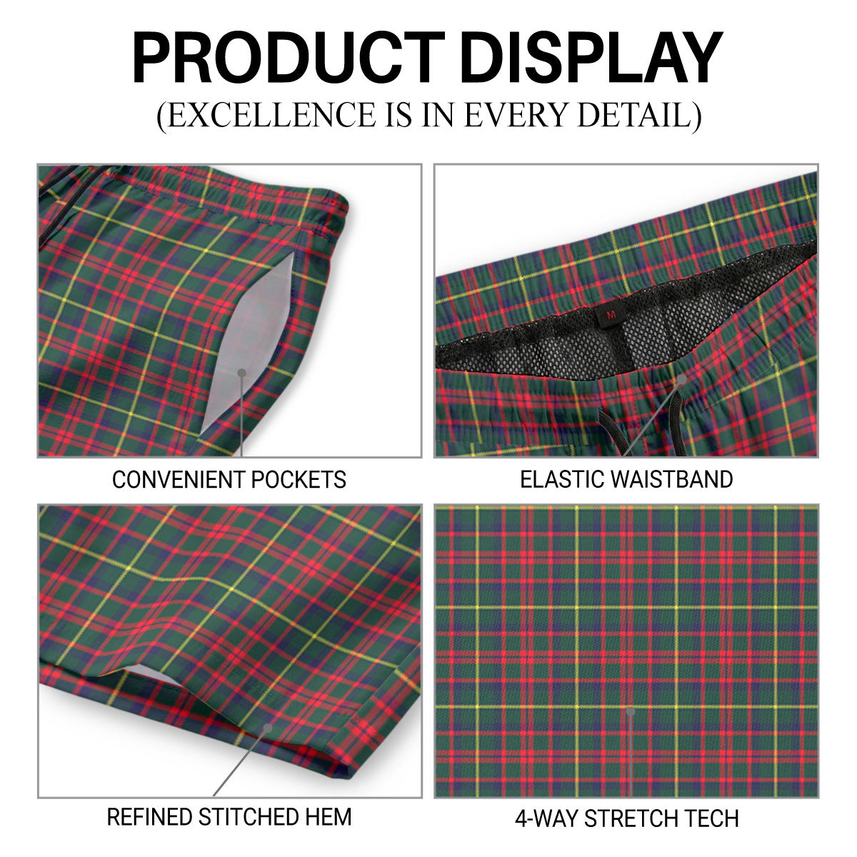 McKintosh Hunting Modern Tartan Crest Men's Beach Shorts