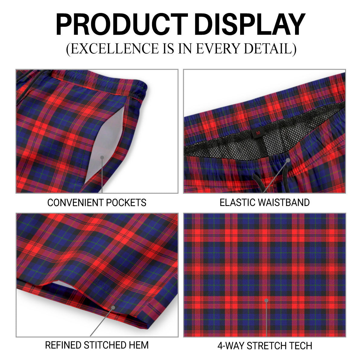 McLachlan Modern Tartan Crest Men's Beach Shorts