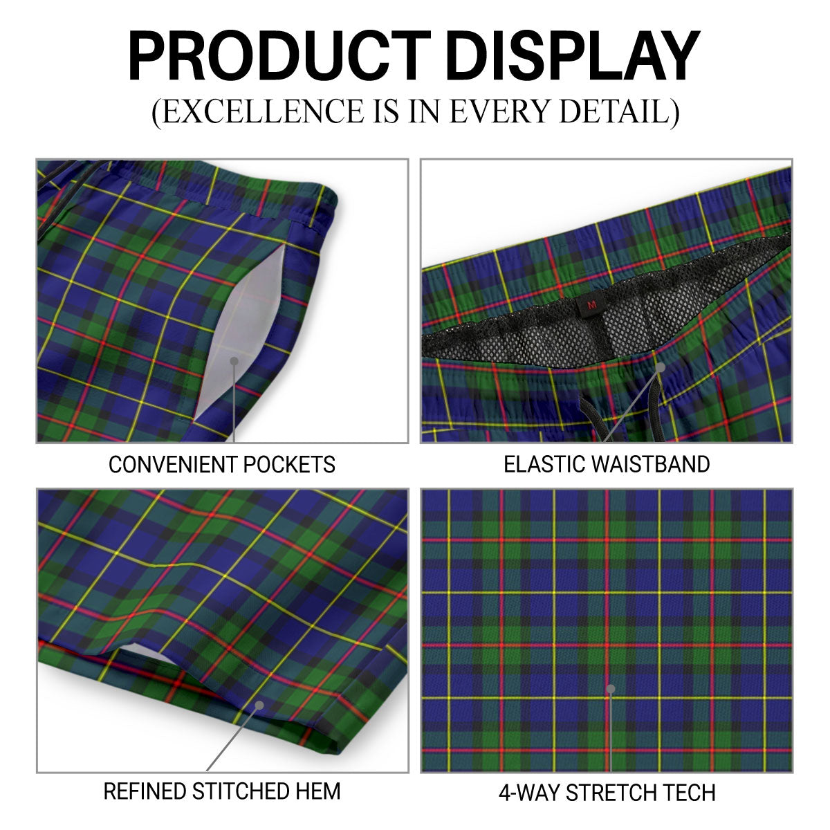 McLeod of Harris Modern Tartan Crest Men's Beach Shorts