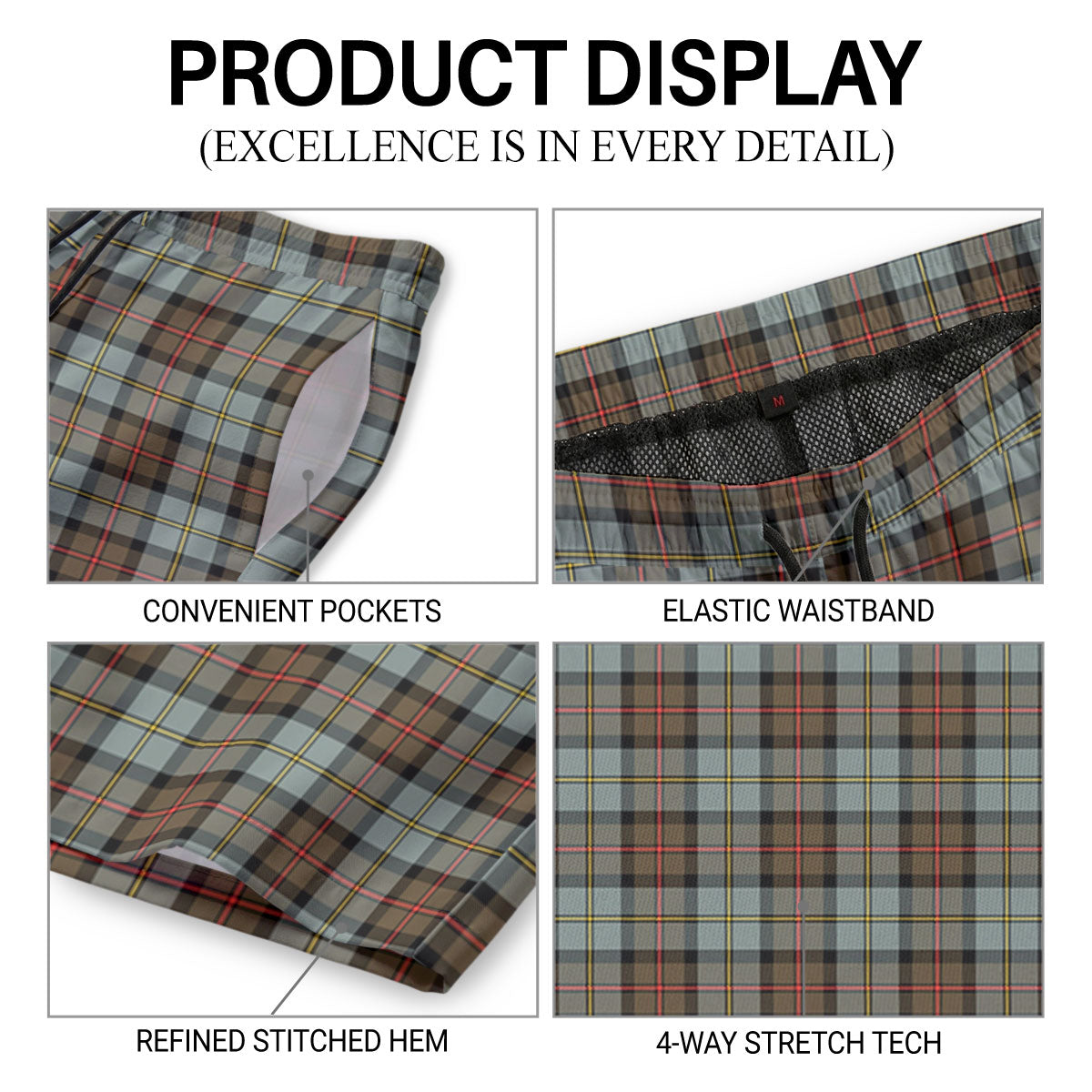 McLeod of Harris Weathered Tartan Crest Men's Beach Shorts