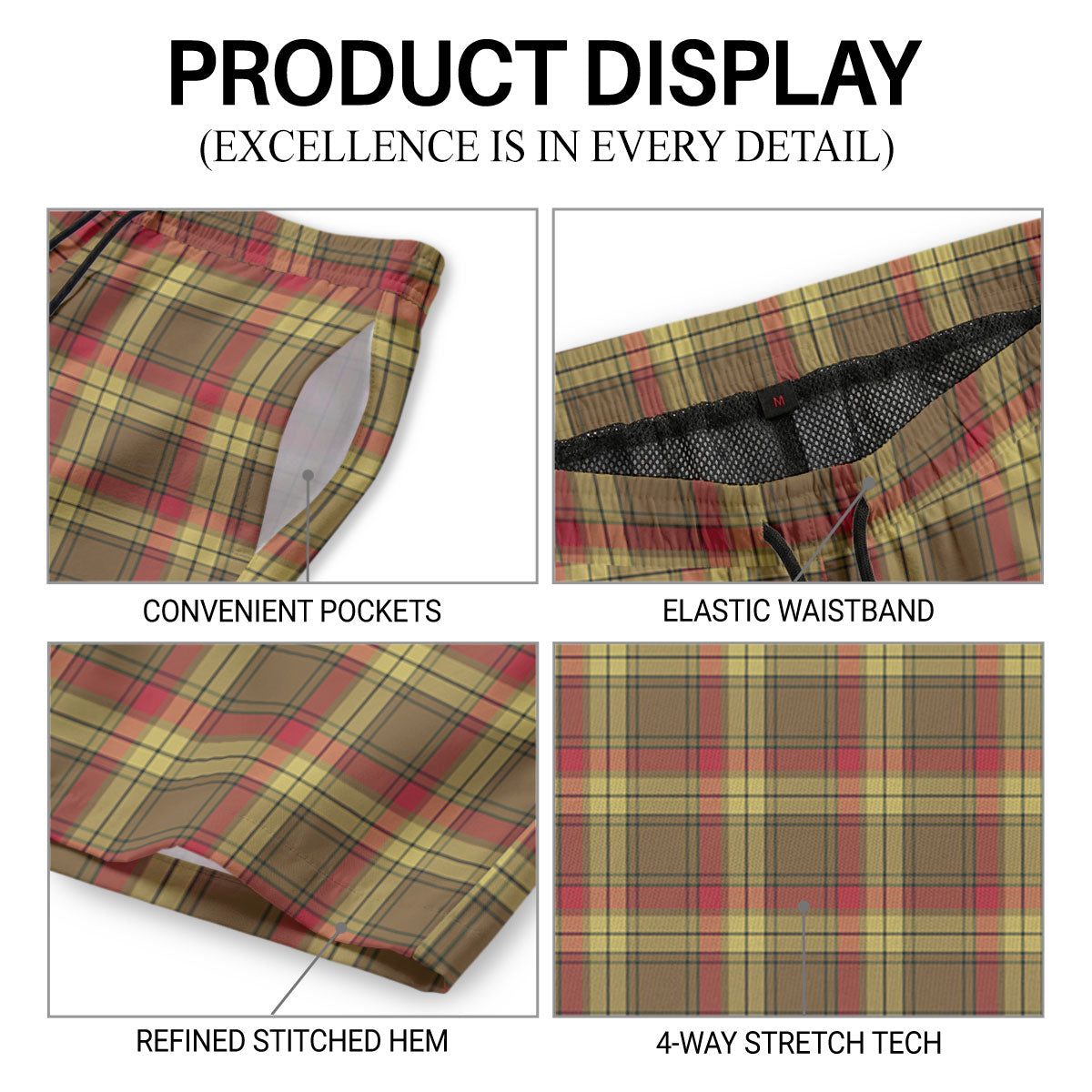 McMillan Old Weathered Tartan Crest Men's Beach Shorts