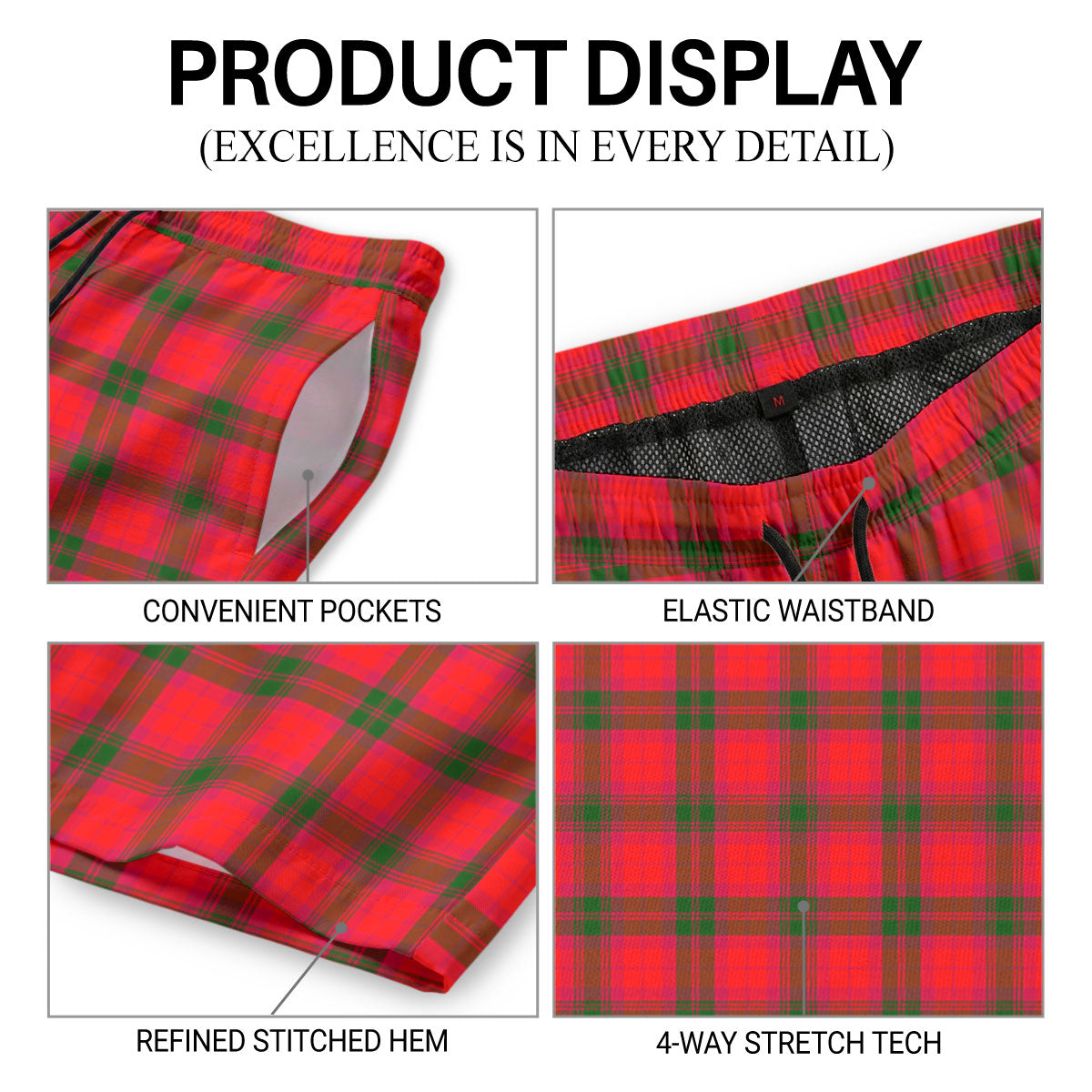 McNab Modern Tartan Crest Men's Beach Shorts