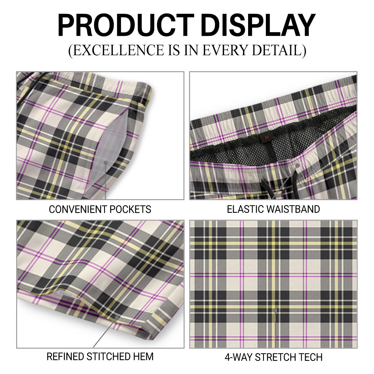 McPherson Dress Ancient Tartan Crest Men's Beach Shorts