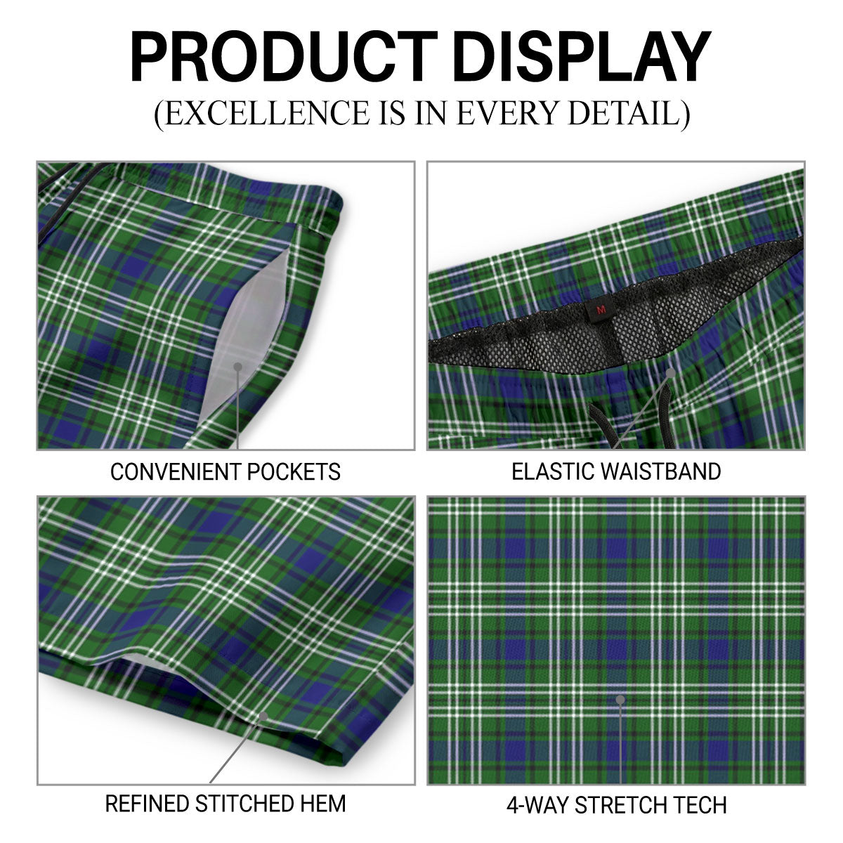 Mow Tartan Crest Men's Beach Shorts