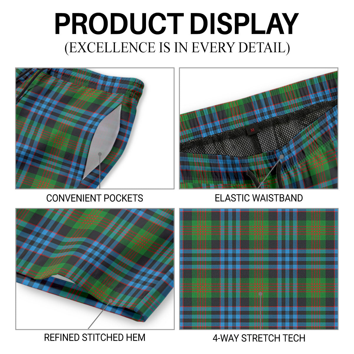 Newlands Tartan Crest Men's Beach Shorts