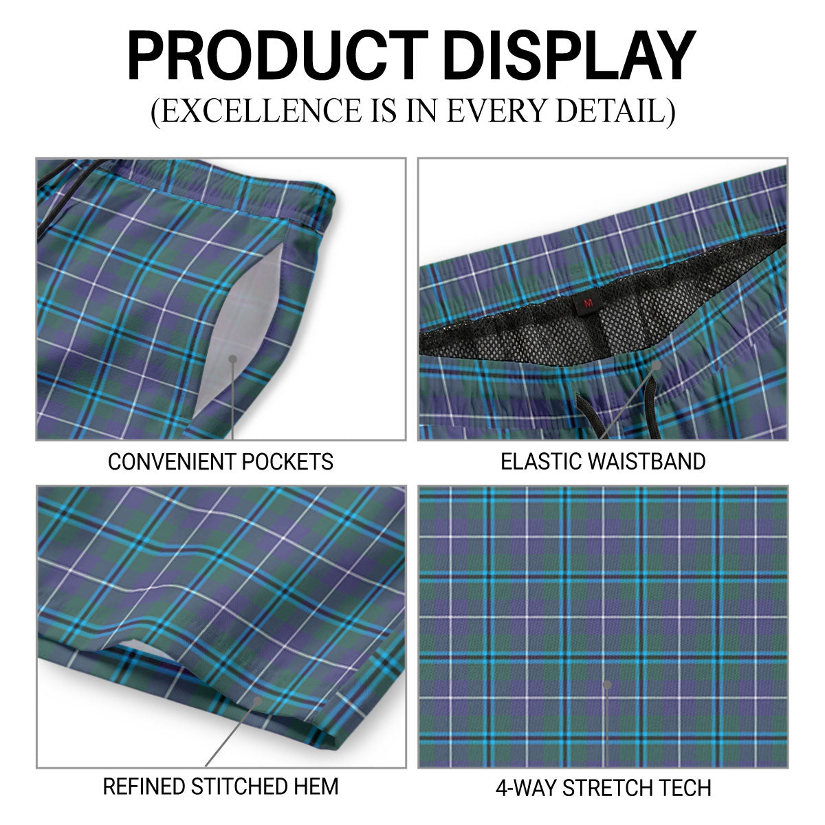 Sandilands Tartan Crest Men's Beach Shorts