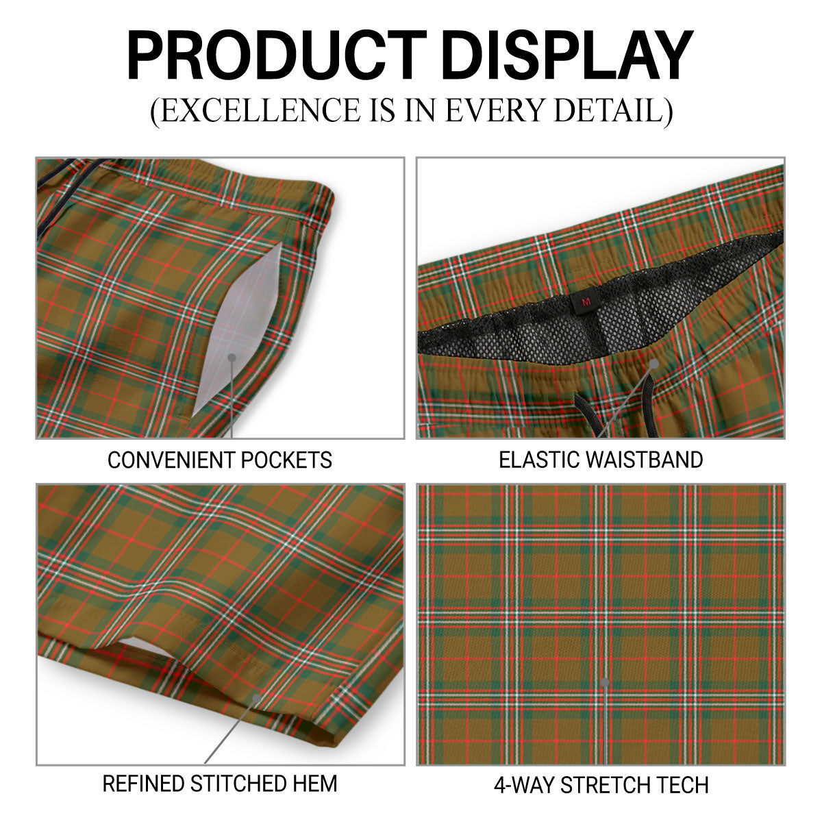 Scott Brown Modern Tartan Crest Men's Beach Shorts