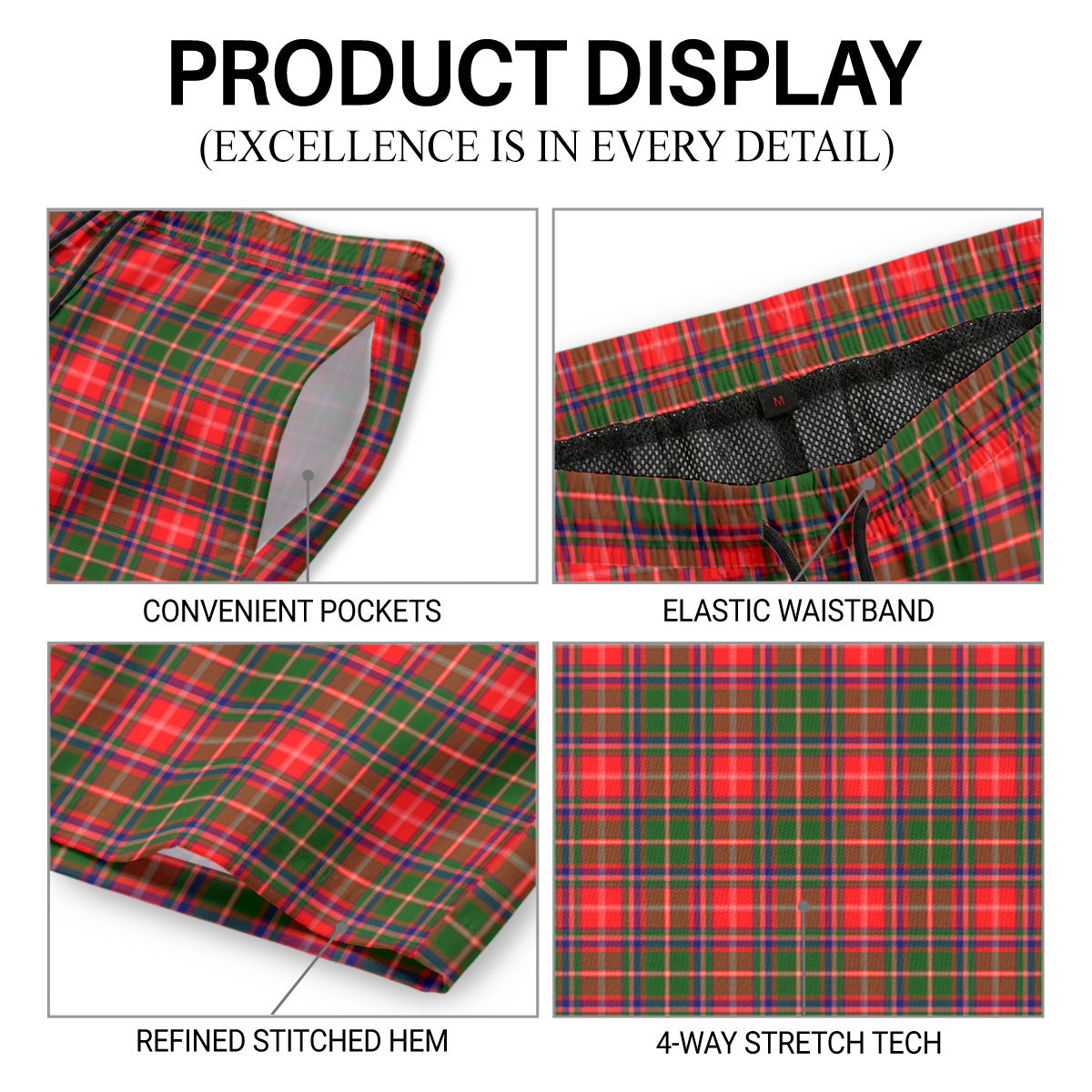 Somerville Tartan Crest Men's Beach Shorts