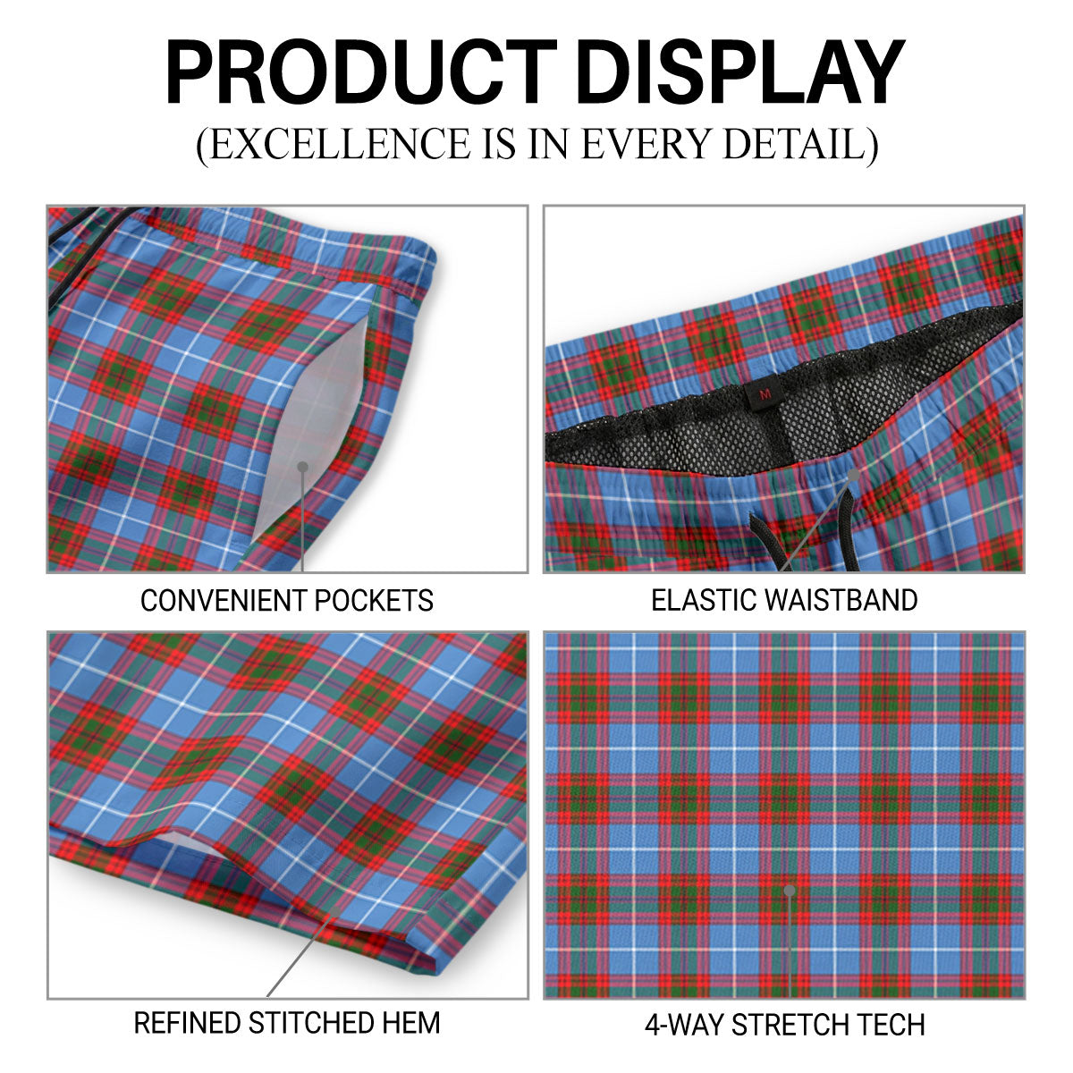 Spalding Tartan Crest Men's Beach Shorts