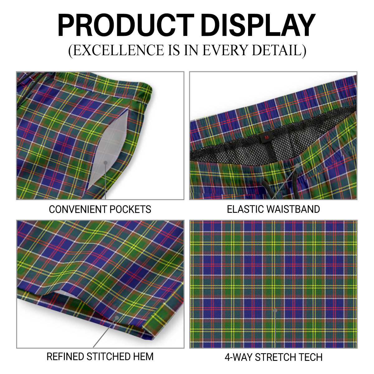 Whitefoord Tartan Crest Men's Beach Shorts