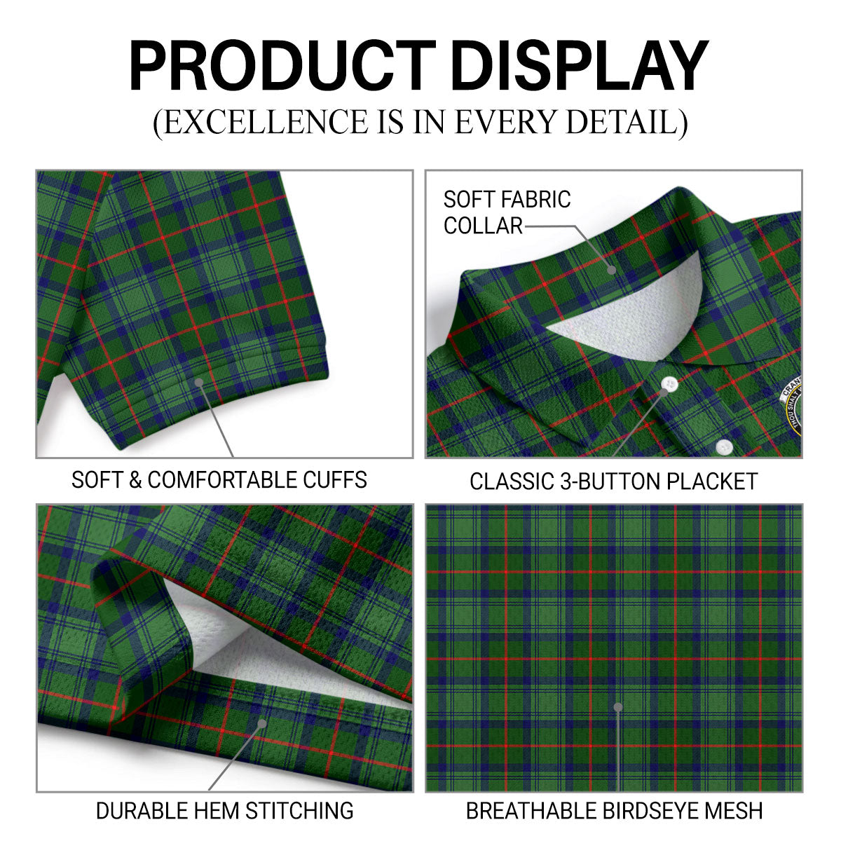 Cranstoun Tartan Crest Birdseye Mesh Polo Shirt